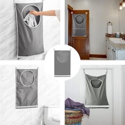 Hangende wasmand voor camping en reizen, multifunctionele waszak voor slaapkamers en studentenkamers, grijs — thumbnail 3