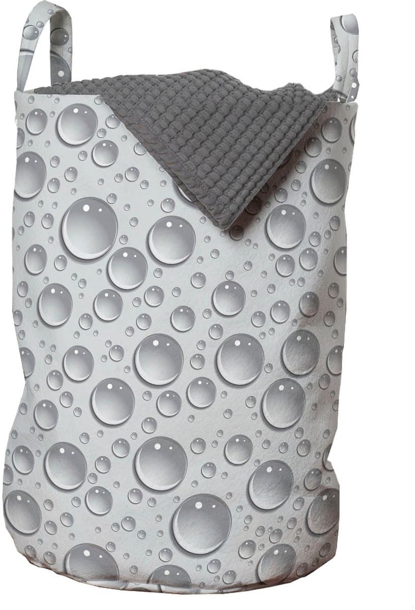 ABAKUHAUSGrau waszak, waterdruppel monochroom, wasmand met handvatten en trekkoord voor wasserettes, grijs — afbeelding 1