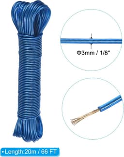 Gecoate Waslijn - Kledinglijn Draad - Buiten Drogen - Extra Sterke Staalkern - 3mm x 20 Meter - Blauw — thumbnail 5