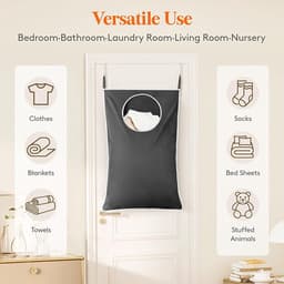 Hangende Waszak aan Deur, Grote Opvouwbare Vuile Wasmand, Wasmand Tas voor Badkamer en Slaapkamer, Opbergmand Vuile Was, Donkergrijs, Set van 2 — thumbnail 2