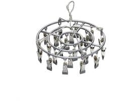 Droogrek voor Kleding met 24 Clips, Rotatable en Winddicht, Ideaal voor Sokken en Ondergoed, Grijs
