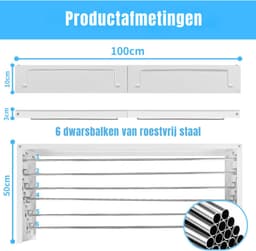ZMR® Wanddroogrek - Wasrek - Droogrek - Wit - 41cm x 100cm x 11cm — thumbnail 2