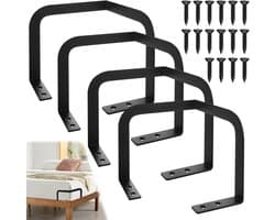 Matrasverbinder, zwarte matrasstabilisatoren, matrashouder, 4 stuks, tegen wegglijden, antislipmat, matrasverbinding voor verschillende bedframes