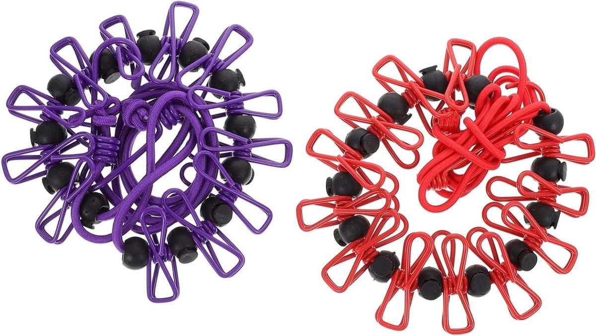 Verstelbare Kledinglijn - Droogtouwen Set - Buiten Droge Kleding - Winddichte Clips - 182 cm - Rood — afbeelding 1