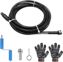 Drain Snake Ontstopper voor Elektrische Afvoerreinigingsmachine, 5.5m Veer met Boorconnector, Handmatige Ontstopper met Handschoenen voor Efficiënte Afvoerreiniging en Verstopte Leidingen — thumbnail 1