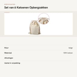 Dailygoods- Waszak Groot - Waszakken voor Wasgoed - Opbergtas - Opbergbak - Opbergzakken Kleding - Milieuvriendelijk Katoen - 30 x 40 cm - Opbergzak — thumbnail 5