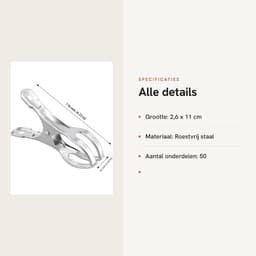 Dailygoods- Handdoekklemmen 50 stuks - Roestvrij Staal - Strandhanddoekclips - Grote Wasknijpers - Duurzaam - Geschikt voor Buitengebruik — thumbnail 4