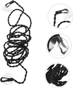 Waslijn Camping - Reiswaslijn Kledinglijn - Kleding Drogen - Antislip Elastisch - 2 stuks - Zwart — thumbnail 5