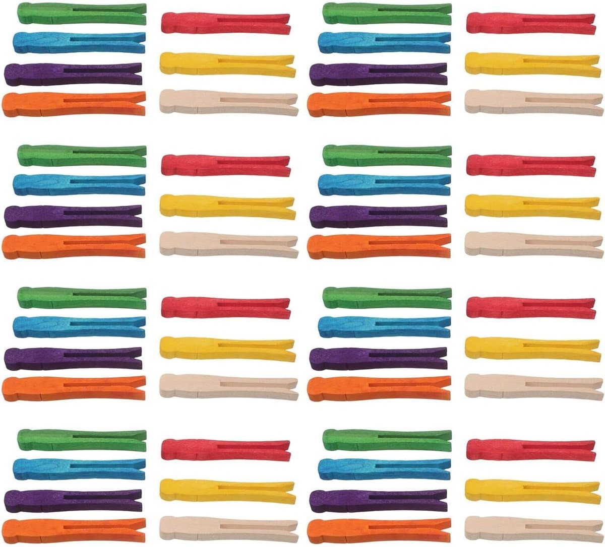 Houten Wasknijpers - Kleine Klemmen - Creatief Knutselen - Platte Klauw Ontwerp - 100 Stuks - Meerkleurig — afbeelding 1