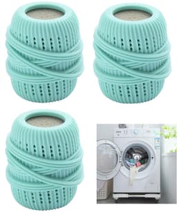 3-stuks Wasballen voor de wasmachine - Vloeibare vlekverwijderaarballen - Vlekverwijderende en reinigende ballen - Verwijdert dierenharen - 4,5*4,5*7 cm - Geschikt voor gebruik in de wasmachine met wasverzachter en andere vloeistoffen - Groen — thumbnail 1