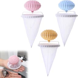 Wasmachine pluizenfilter, 3-pack huisdierhaarverwijderaar, herbruikbaar drijvend haarfilter tennisbal, roze — thumbnail 1