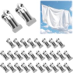 30 Stuks RVS Kledingknijpers - Multifunctionele Antislip Metalen Clips voor Kleding, Handdoeken, Sokken en Voedselafsluiting — thumbnail 1