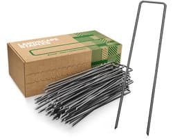 GardenGloss® Grondankers Van Niet Verzinkt Staal (250 Stuks) - Stabiele Grondankers Voor Onkruidvlies, Tuinvlies, Schutting & Net - 150 mm Lang, 25 mm Breed, Ø 2.7 mm