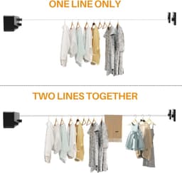 Dubbele Waslijn - Uitschuifbaar Verstelbaar - Kleding Drogen - Waterdicht Roestvrij Staal - Tot 4.2 Meter - Wit — thumbnail 4