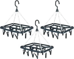 Urban Living Wasgoed droogcarrousel/droogmolen - 3x - 18 clips/knijpers - grijs - kunststof - 31 x 33 cm — thumbnail 1