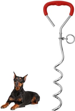 Grondanker Hond - Lijnanker Tuin - Veilig Vastzetten - Roestvrij Staal - 43 cm Lengte - Zwart — thumbnail 2