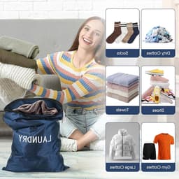 Waterdichte waszakken voor reizen - 4 stuks, opvouwbare tas voor vuile kleding, ideaal voor zwemmen, yoga en sportactiviteiten, beschikbaar in 3 maten (blauw) — thumbnail 3