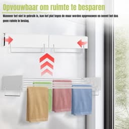 QUOVO® Wanddroogrek - Wasrek - Droogrek- Wit-11cm x 80cm x 41cm — thumbnail 5