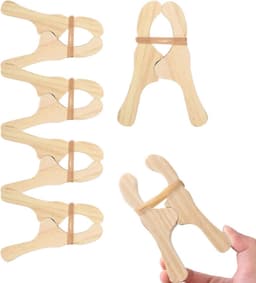 Houten wasknijpers - Kledingknijpers - Kleding drogen - Splintervrij ontwerp - 6 stuks - Natuurlijk — thumbnail 1