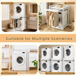 Velmio Wasmachine Stapelset Met Schuifrek - Wasmachine Stapelrek - Universeel Wasmachine en Droger - Anti Vibratie - Robuust - Stevig - Stabiel Verhoger - Wasmachine Ombouw -Met Lade — thumbnail 4