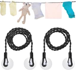Verstelbare Reis Kledinglijn met Haken en Zuignappen, Draagbare Elastische Drooglijn voor Kamperen en Buitenactiviteiten, Windbestendige Hanger voor Efficiënt Drogen — thumbnail 1