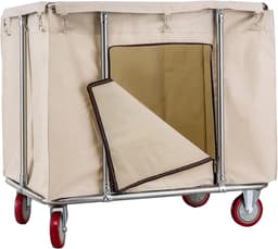 Wasmand op wielen - Linnenwagen - Vuile kleding sorteren - Afneembare waterdichte tas - 400 liter capaciteit - Beige — thumbnail 1