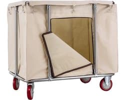 Wasmand op wielen - Linnenwagen - Vuile kleding sorteren - Afneembare waterdichte tas - 400 liter capaciteit - Beige