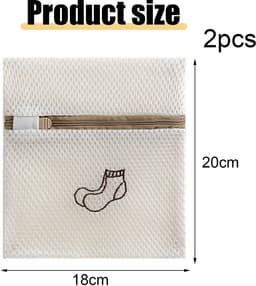 Set van 2 Waszakken voor Kleding - Zipper, 18x20 cm - Ideaal voor Delicate Kleding, Sokken en Schoenen — thumbnail 4