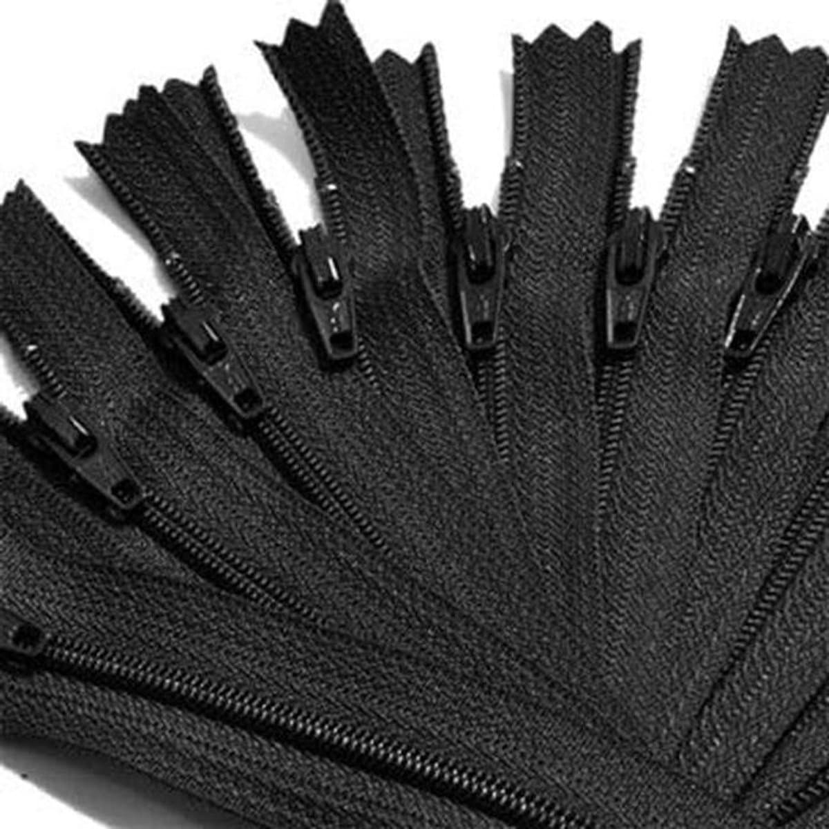 7" Zipper YKK #3 Nylon Coil ~ Black (12 Zippers/Pack) - MADE IN USA For Clothing, Bags, Bags & Sewing Craft Projects — afbeelding 1