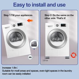 4 stuks antivibratiepads voor wasmachine - Voorkomt beweging van wasmachine en droger - Voorkomt geluids- en trillingsoverdracht - Antivibratiestabilisatorsteunvoetjes (verhoging 4,5 cm) — thumbnail 4