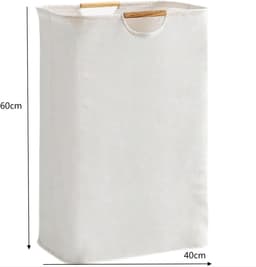 Ulisem - Wasmand - 72 liter opvouwbaar - 40x30x60 cm - Verstevigde handvatten - Waterafstotend - Wit - Zelfstaand - Lichtgewicht en draagbaar - Geschikt voor reizen en slaapzaal — thumbnail 5