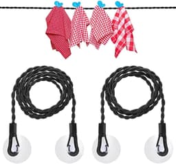 Waslijnen Set - Draagbaar Ophangsysteem - Drogen Buiten - Uitschuifbaar Mechanisme - 2 Stuks 3 Meter - Zwart — thumbnail 1