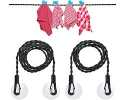 Waslijnen Set - Draagbaar Ophangsysteem - Drogen Buiten - Uitschuifbaar Mechanisme - 2 Stuks 3 Meter - Zwart