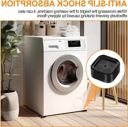 Wasmachine Voetjes - Meubelverhogers Poten - Meubels Verhogen - Stapelbaar en Antislip - 16 Stuks - Zwart — thumbnail 3