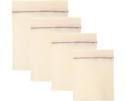 Premium Katoenen Wasnet Set van 4 Stuks, Ideaal voor Ondergoed, Bh's en Delicate Was, Waszakken voor de Wasmachine en Reizen