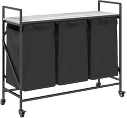 vidaXL - Wasmand - 3 - vakken - met - planken - grijs - sonoma - eiken — thumbnail 1