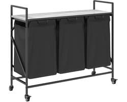 vidaXL - Wasmand - 3 - vakken - met - planken - grijs - sonoma - eiken