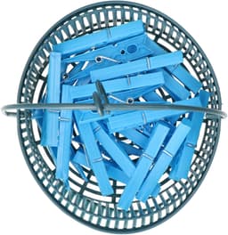 24x gekleurde wasknijpers in hangmandje - blauw - kunststof - 17 x 19 x 11.5 cm - wassen - ophangen — thumbnail 2