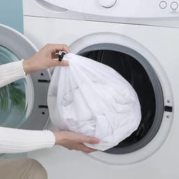 2 stuks waszakken, waszak met trekkoord, fijnmazige zak, speciale waszak met trekkoord, verdikte, vormvaste waszak met trekkoord, waszak van netstof, 40*50cm geschikt voor het wassen van blouses/korte mouwen/badlakens (wit) — thumbnail 2