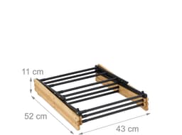wasrek inklapbaar - uitschuifbaar: 43 - 75 cm breed - met knijpers - bamboe - metaal — thumbnail 3