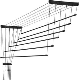 KADAX Plafondwasdroger, wasdroger voor het plafond 6, wanddroger met polyethyleen beklede stalen spijlen, plafonddroger, draagvermogen 12 kg (6x 170/zwart) — thumbnail 1