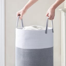 Unyqoos® Stijlvolle en Functionele Gevlochten Wasmand van Hoogwaardig Katoen met Grote Capaciteit — thumbnail 3