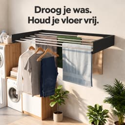 Lacardia Wanddroogrek Inklapbaar 120 cm - Wasrek Hangend - Zwart - Wandgemonteerd Droogrek met 7,2 Meter Drooglengte — thumbnail 5