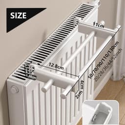 Radiatordroogrek Met Dubbele Stangen – Hittebestendig Tot 120°C En 50 cm – Energiebesparend En Geschikt Voor Paneel- En Schijfradiatoren – Zwart — thumbnail 1