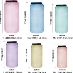 6 stuks waterdichte droogzakken, licht, luchtdicht, set van 20, 15, 10, 8, 5 en 3 l, met lange verstelbare schouderriem voor kajakken, Macaronkleur, 20 L, 15 L, 10 L, 8 L, 5 L, 3 L, / — thumbnail 4