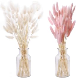 Pampasgras, decoratie, 50 stuks, herbruikbaar, roze + wit, doe-het-zelf droogbloemen, gedroogd, voor woonkamer, bruiloft, tafel, bloemen, arrangementen thuis, decoratie, geen vaas — thumbnail 1