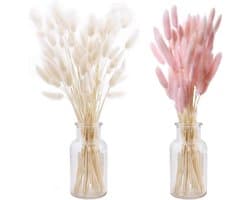 Pampasgras, decoratie, 50 stuks, herbruikbaar, roze + wit, doe-het-zelf droogbloemen, gedroogd, voor woonkamer, bruiloft, tafel, bloemen, arrangementen thuis, decoratie, geen vaas