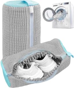 Wasmachine, herbruikbaar, waszak met ritssluiting, robuuste waszak, beschermt zowel schoenen als wasmachine (2 stuks, grijs) — thumbnail 1