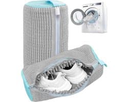 Wasmachine, herbruikbaar, waszak met ritssluiting, robuuste waszak, beschermt zowel schoenen als wasmachine (2 stuks, grijs)