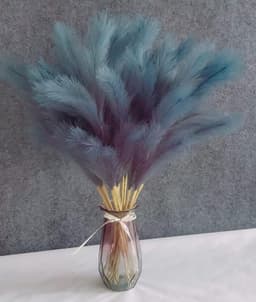 30 stuks kunstpampasgras, blauw, 55 cm, kleine pluizige pampasdecoratie voor tafelvaas, gedroogde bloemen, decoratie, turquoise, voor maritieme decoratie, badkamer, winter, woonkamer en — thumbnail 2